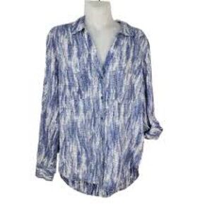 Rock & Republic Shirt Women Medium Blue Long Sleeve Button 100% Rayon